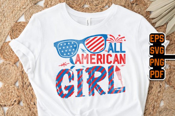 4th of July T-shirt - All American Girl Graphics