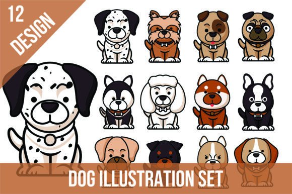 Cartoon Dog Set Collection Graphics