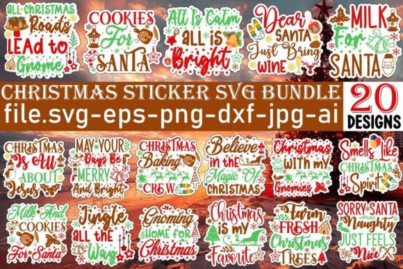 Christmas Sticker SVG Bundle: Graphics for Crafts