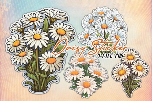 Daisy Flower Sticker Vector Graphics