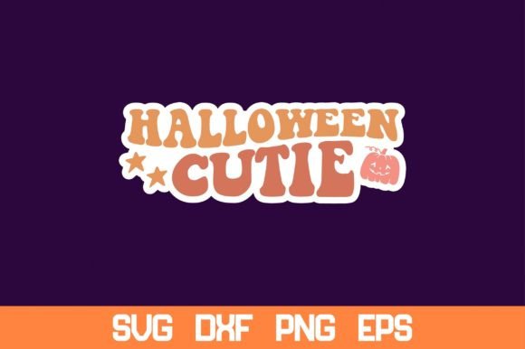 Halloween Cutie Retro Sticker SVG Graphics & Crafts