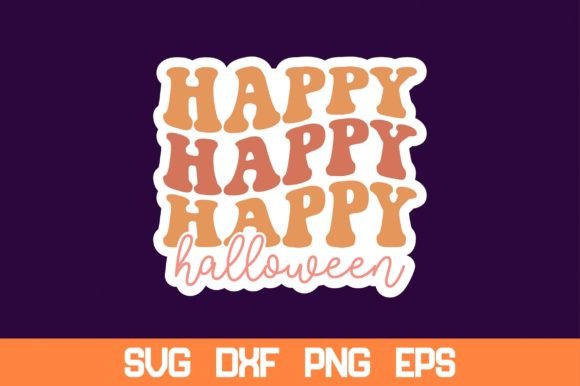 Happy Halloween Retro Sticker SVG: Graphics & Crafts for Creative Marketing