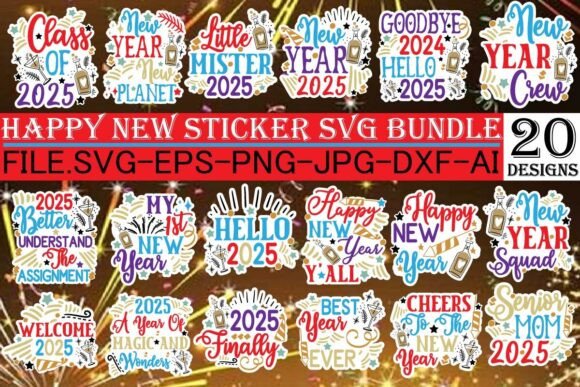 Happy New Year SVG Bundle for Graphics and Crafts