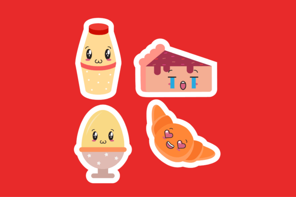 Kawaii Food Sticker Icon Bundling
