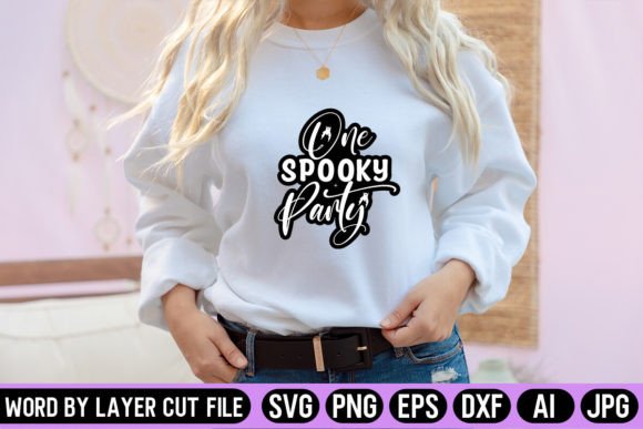 One Spooky Party Sticker SVG Design: Graphics for Crafts