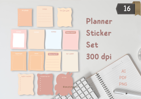Planner Sticker, to-do List, Notes, Goal: Graphics for Print Templates