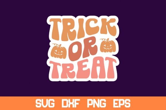 Trick or Treat Retro Sticker SVG for Crafts and Graphics